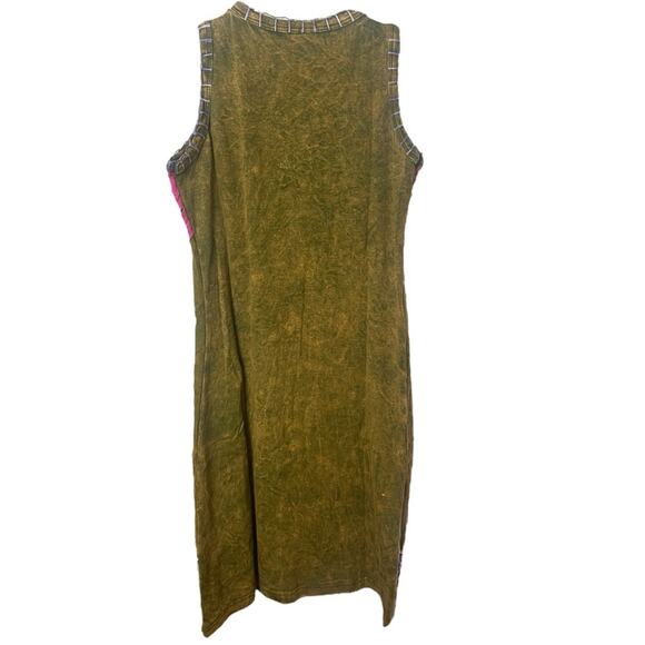 KPC 100% Cotton Embroidered 90's Y2K Patchwork Dress, Boho Hippie Free Spirit M - Picture 3 of 7